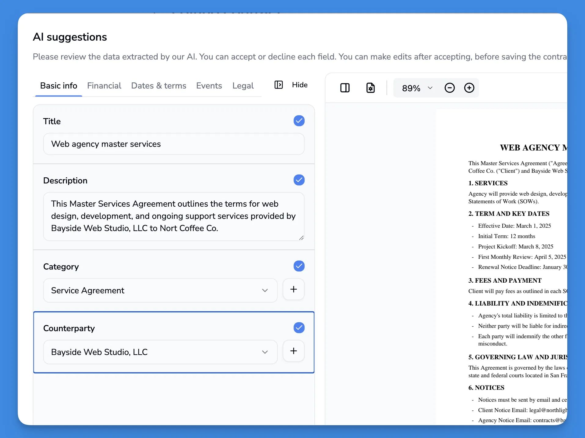 AI contract analysis for procurement