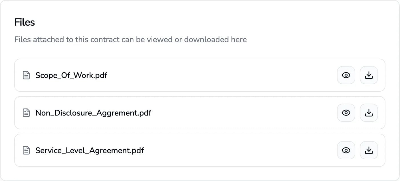 Contract repository files listing in Contracko