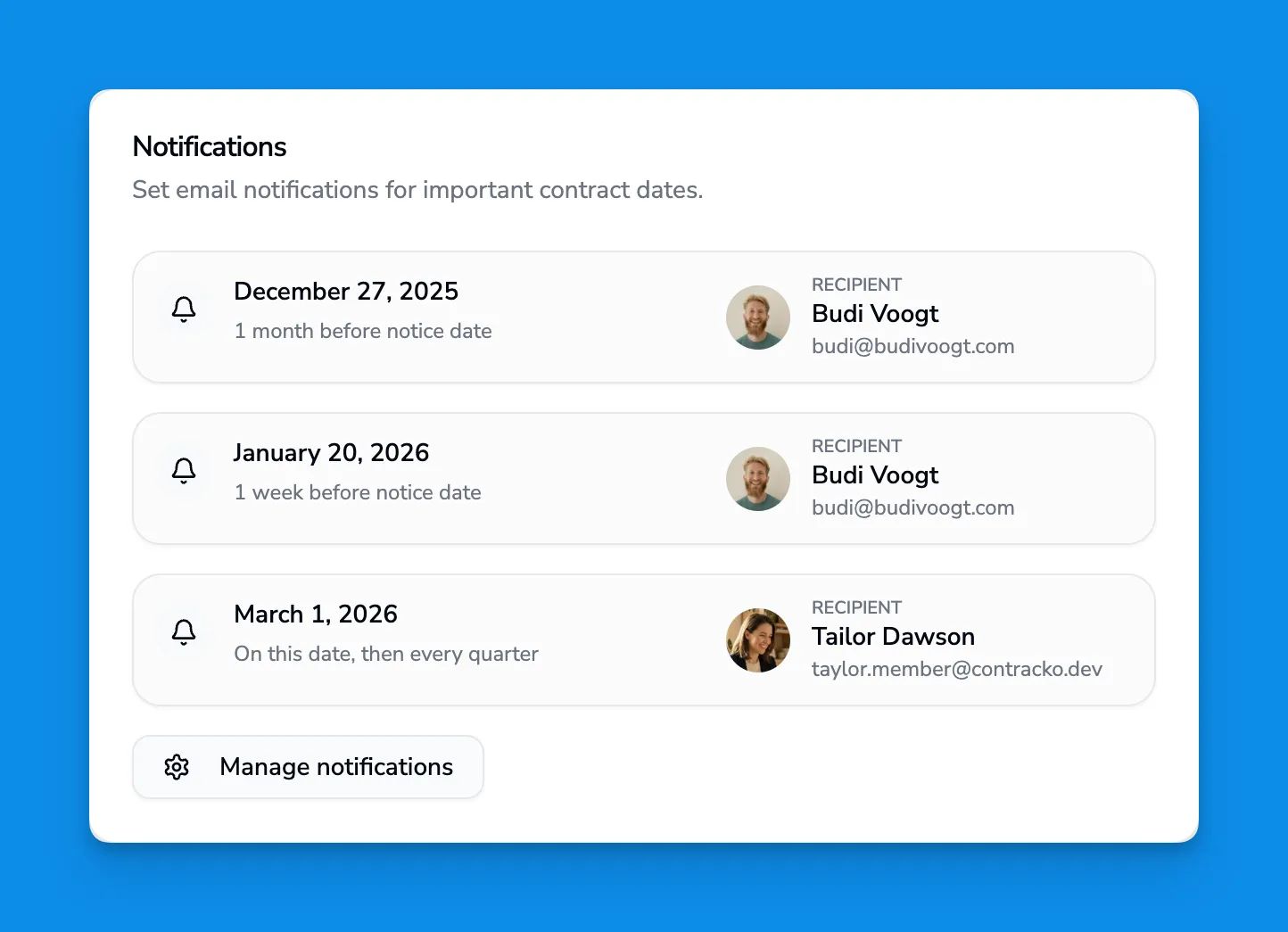 Construction deadline notifications