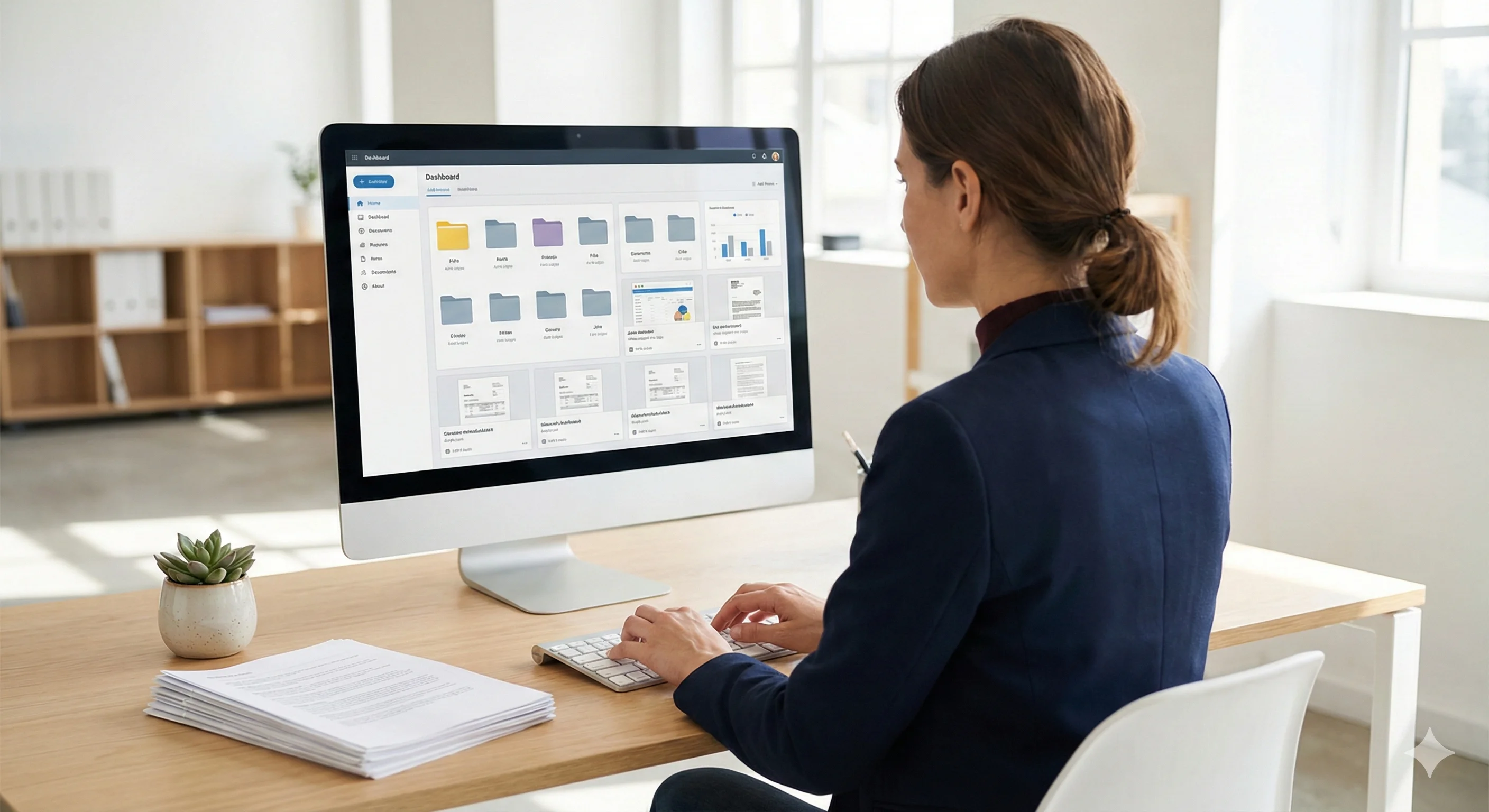 Professional working with an organized contract management dashboard