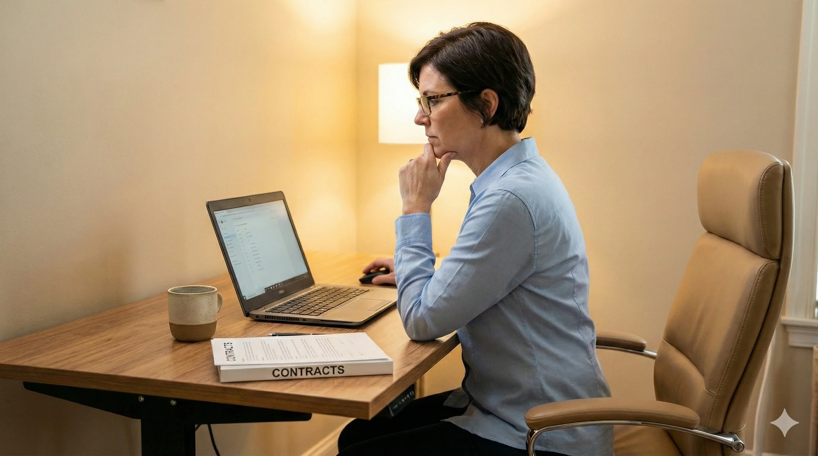 Person at desk with multiple monitors showing SaaS contract dashboards and renewal tracking