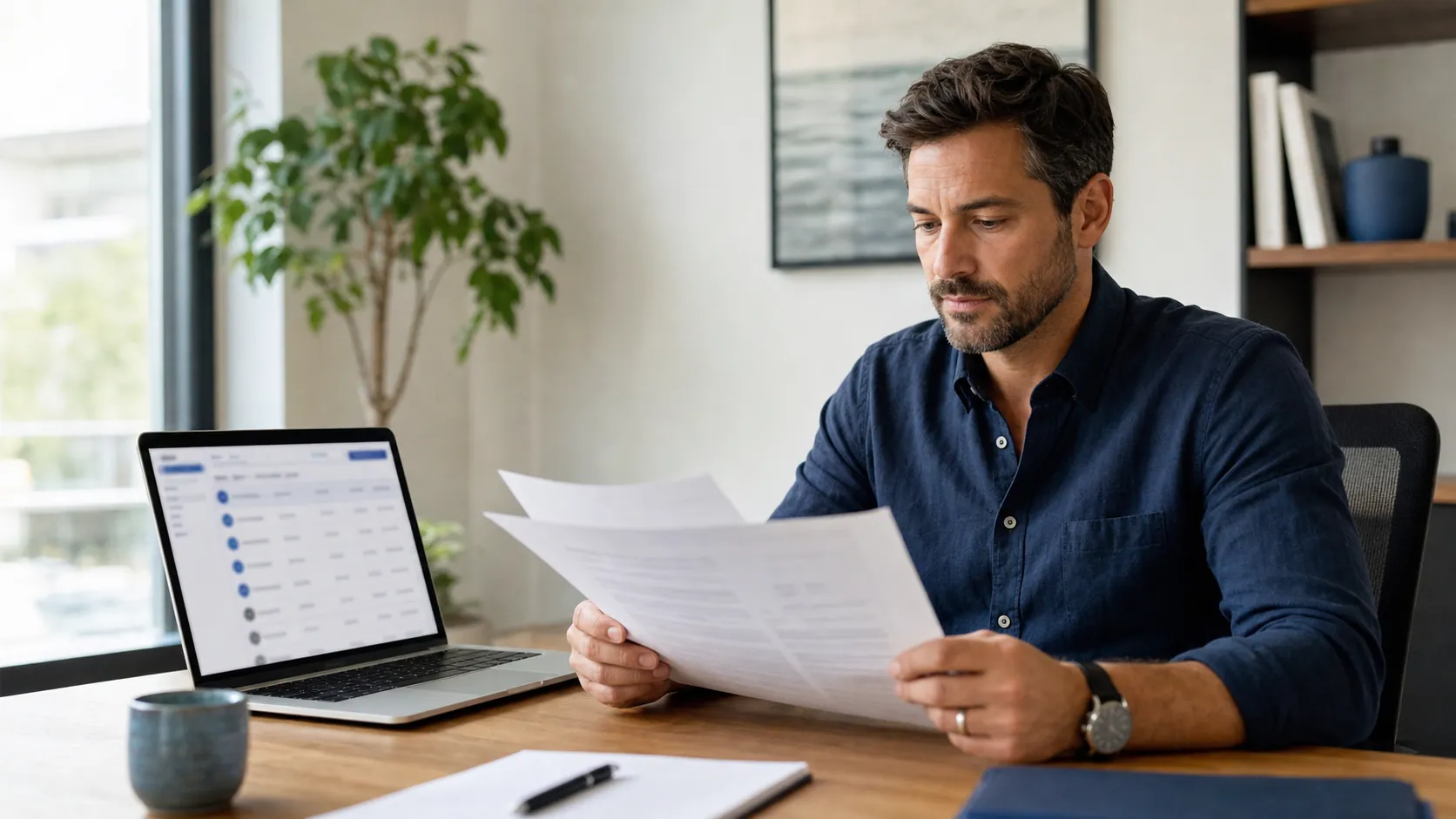Operations lead reviewing a vendor data processing agreement at a tidy desk