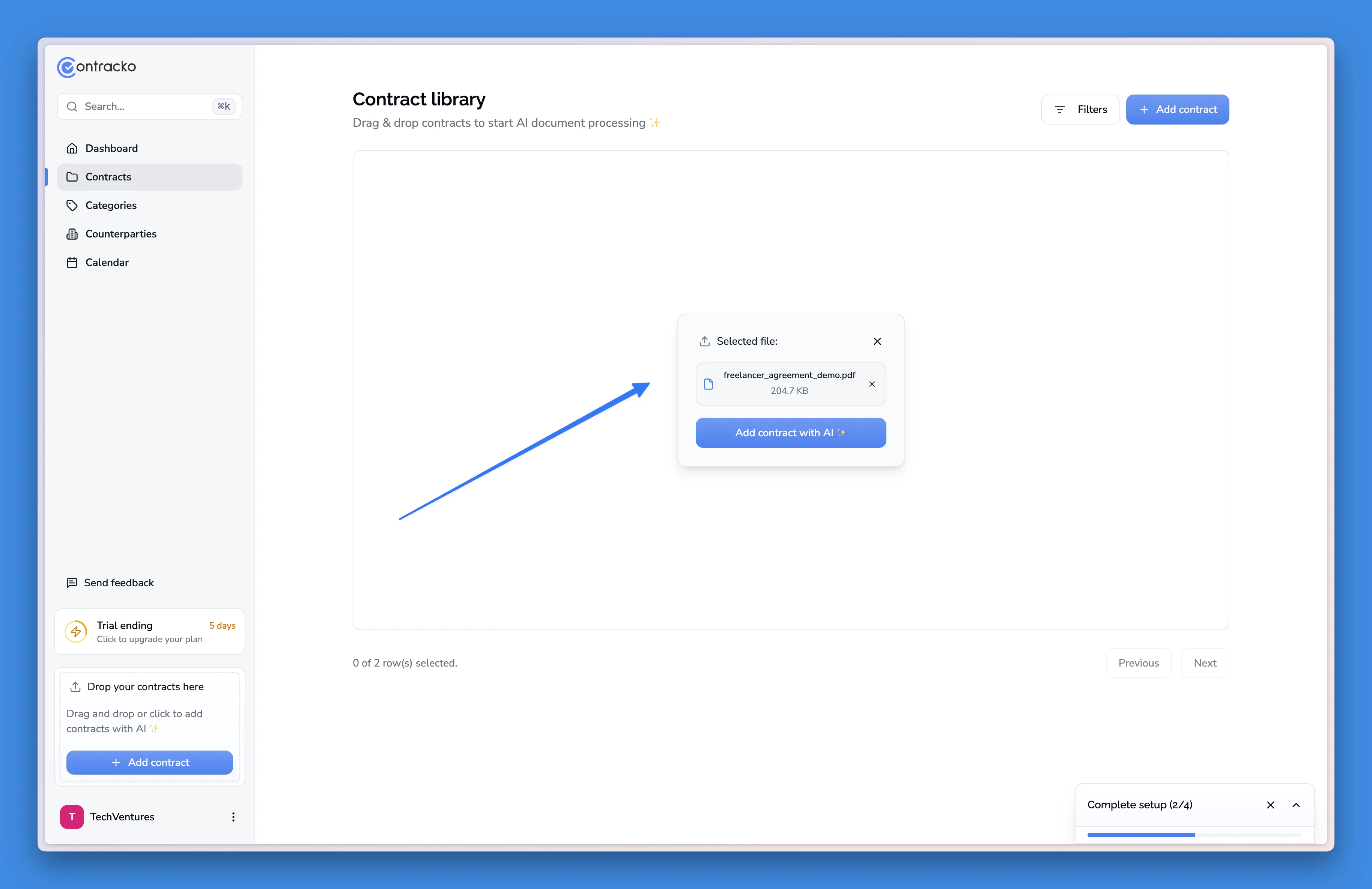 File upload interface