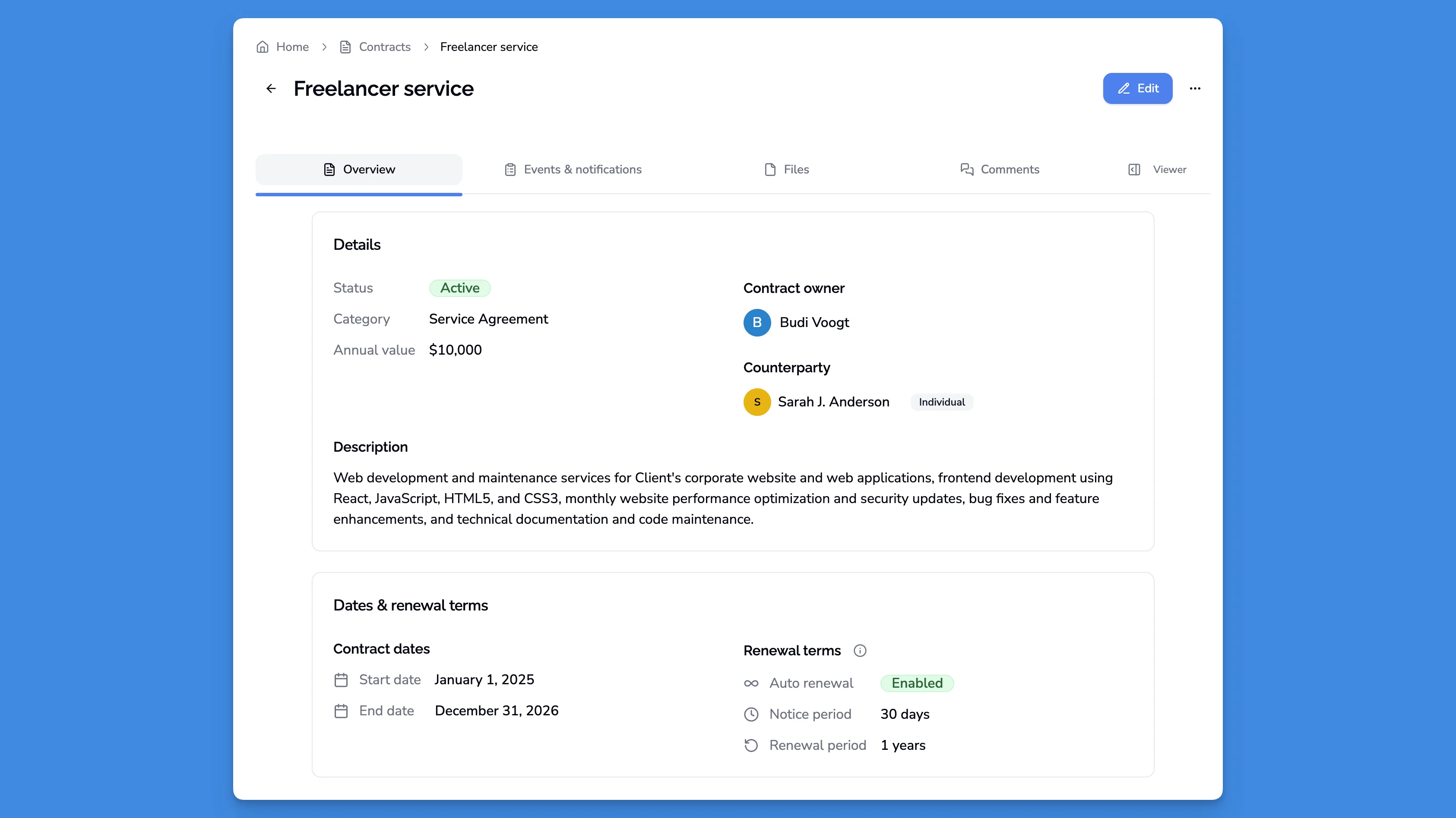 Dashboard screenshot