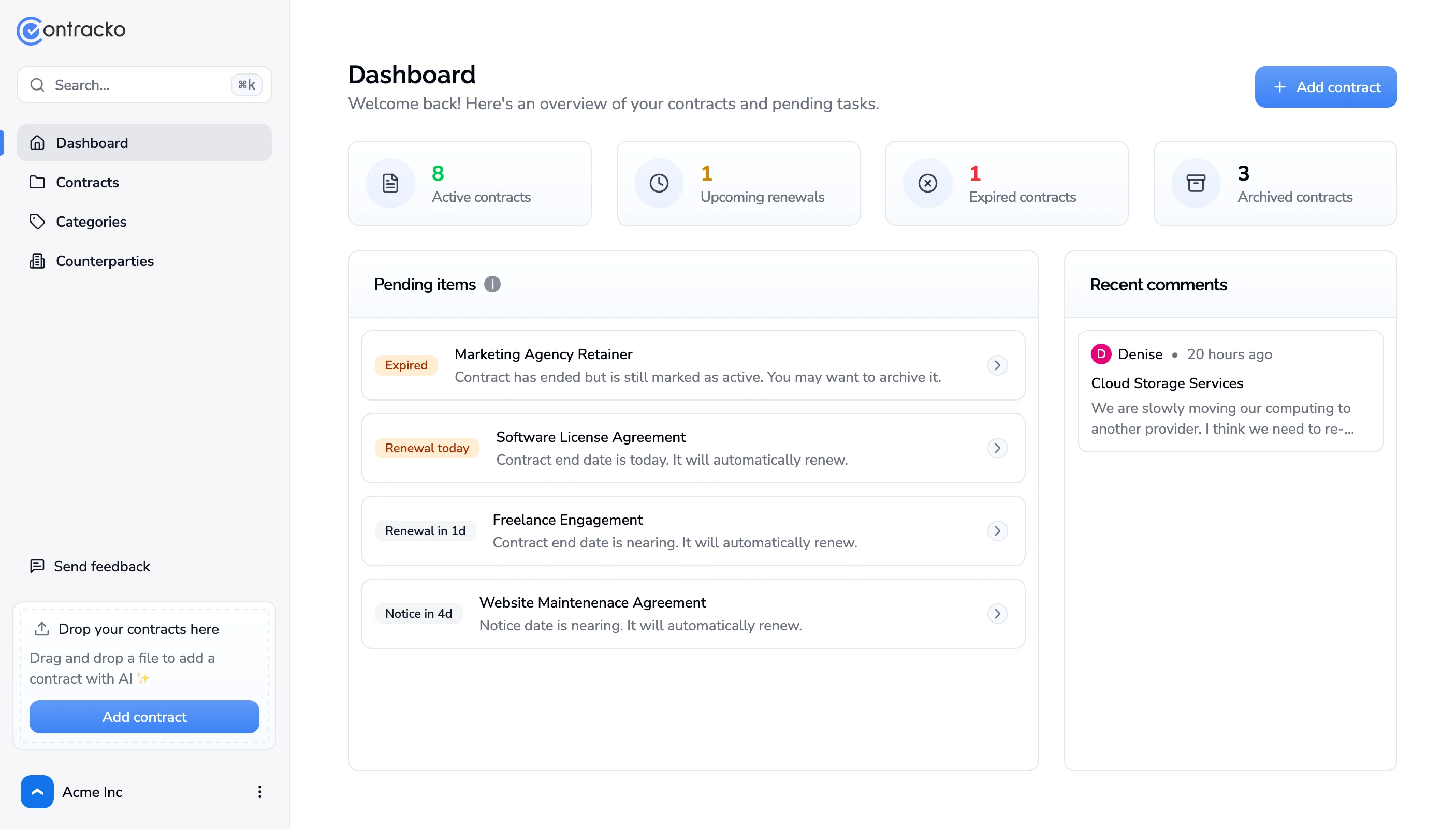 Dashboard screenshot