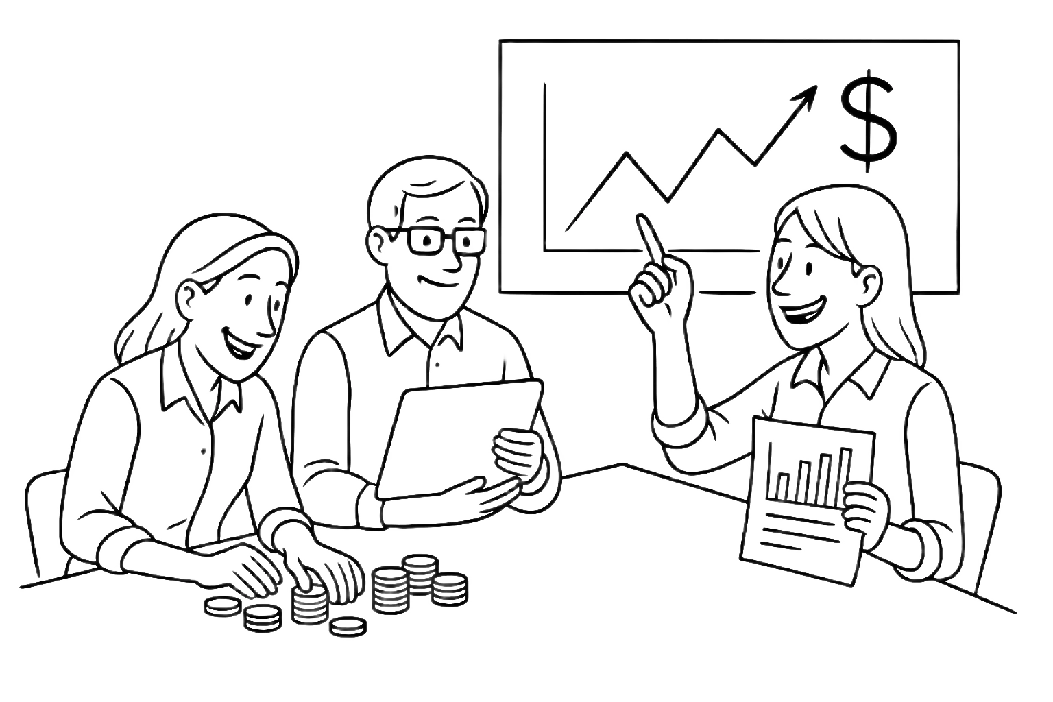 Illustration of finance team.